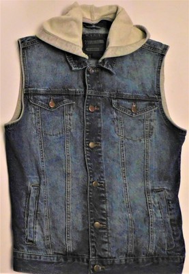 Denim Sleeveless Hooded Vest Jacket 