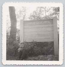 Vintage Photo Man In Front of Timber Sale Area Sign National Park Service