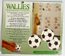 Wallies Soccer Balls 25 Pieces Decor Prepasted Wet & Apply Sports Washable