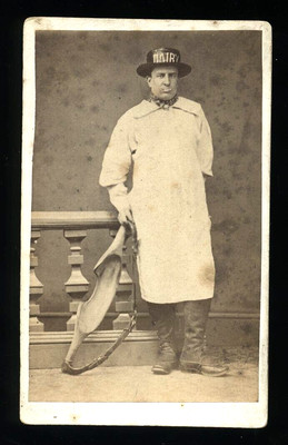1876 Dairy Farm Worker Holding Shoulder Yoke Antique CDV Occupational Photo