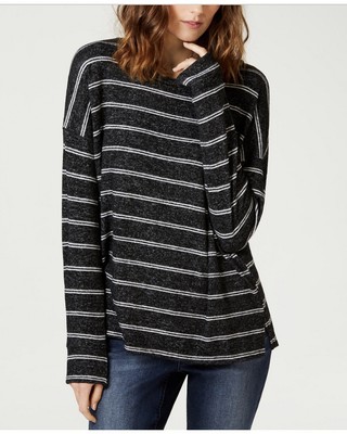 drop shoulder striped sweater