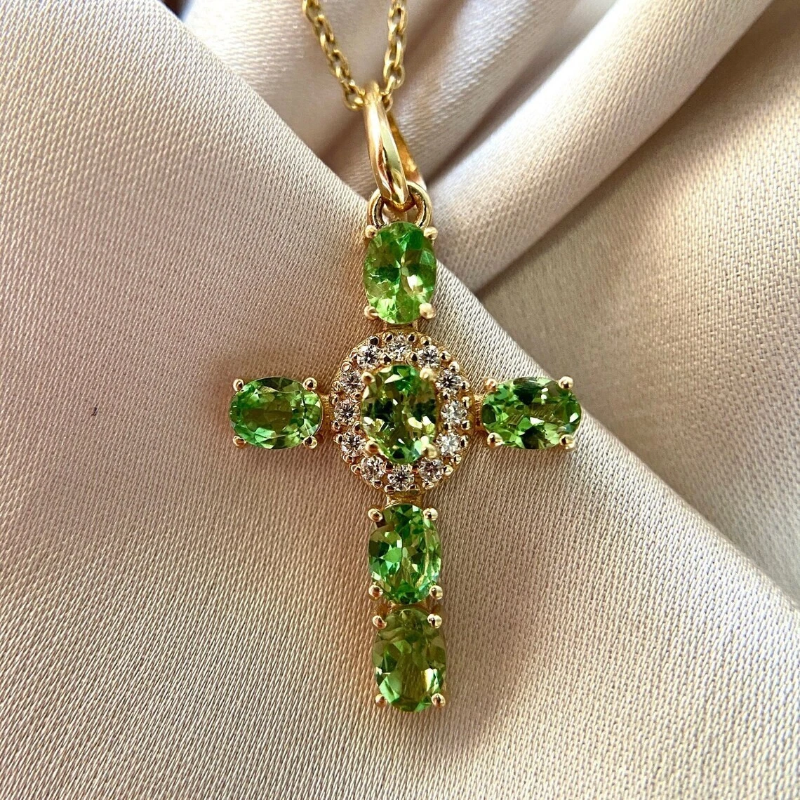 Peridot 2024 cross necklace
