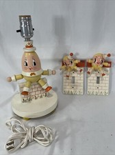 Vintage Humpty Dumpty Nursery Wood Lamp by Nursery Originals 2 Light Caps