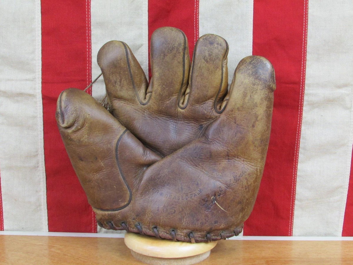 Vintage 1930s JC Higgins Leather Split Finger Baseball Glove Goose