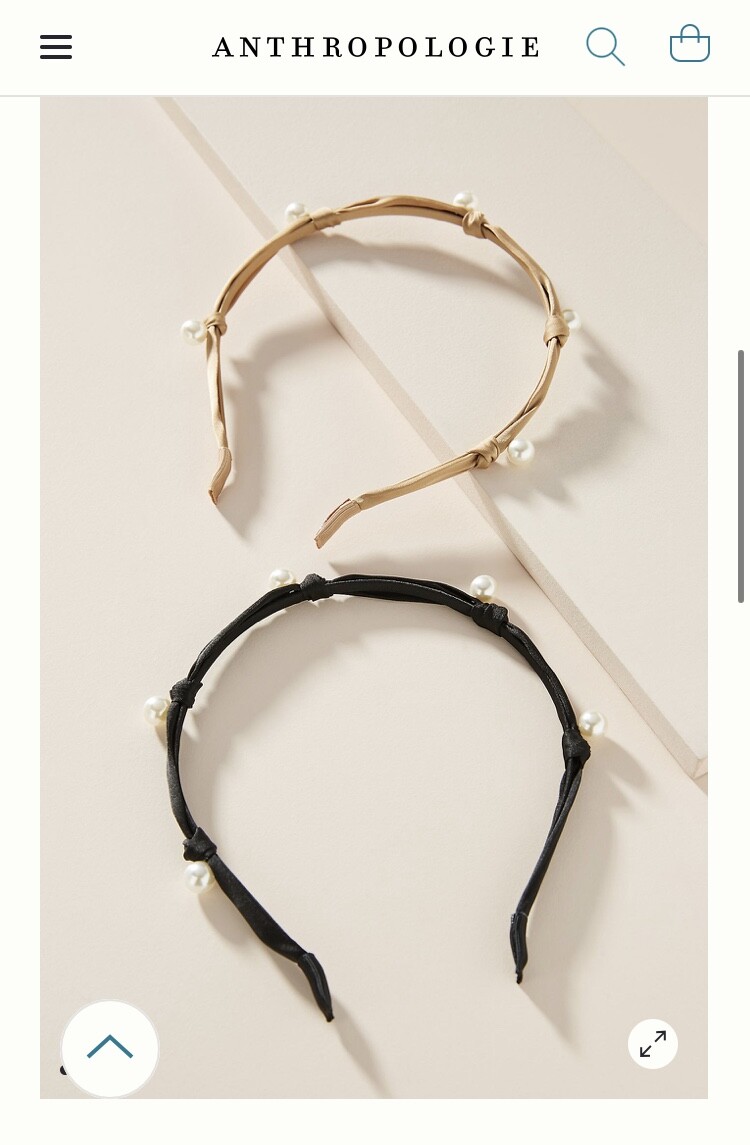 Set of two Anthropologie faux pearl headband black white OS  display picture 1