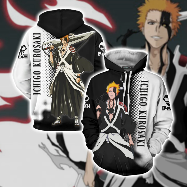 Ichigo Kurosaki 3D Anime Hoodie for Dads Perfect Gift Idea