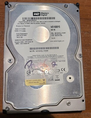 Western Digital RE 160GB 7200 3.5'' SATA Hard Drive WD1600YS w Cable & Screws