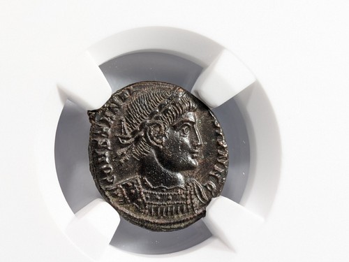 Constantine II Roman Empire BI Nummus NGC Ch AU Epfig Hoard Soldiers Standards - Picture 9 of 24