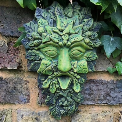 Efeu grüner Mann Wandrelief STEIN Garten Ornament Westlake SML 25cm/10''H  +FREEBIE