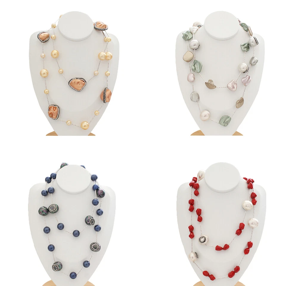 Sea Shell Pearl Necklace Crystal Pendant Statement Party Women Lady Jewelry Gift - Image 2 of 4