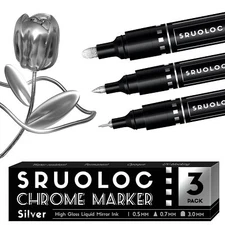 SRUOLOC 3Pcs Liquid Chrome Paint Markers Oil-based Permanent Chrome Maker Glo...