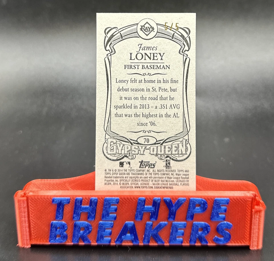 James Loney 2014 Topps Gypsy Queen Mini Madera #5/5 eBay 1/1 #70 Rayos Raros Foto 2 de 2