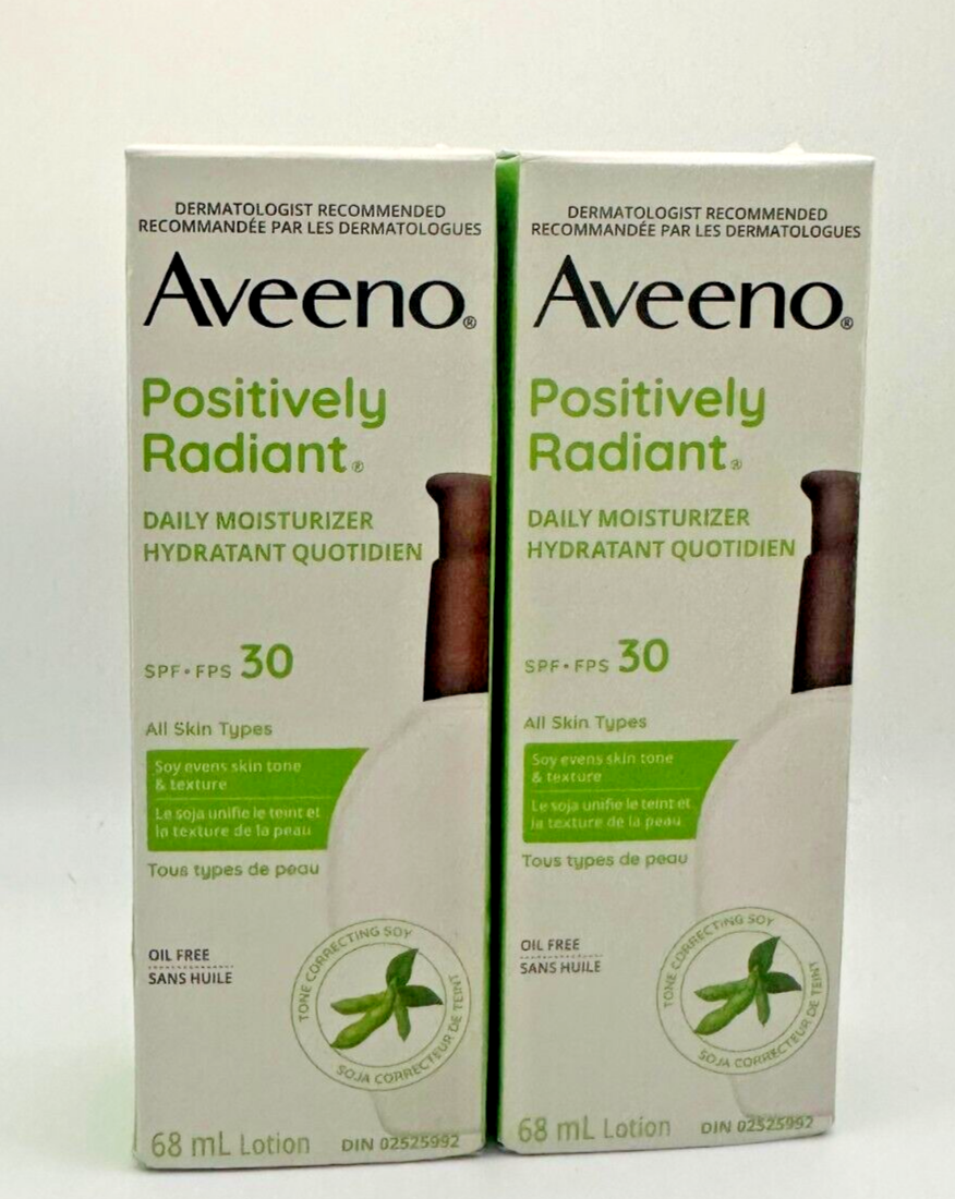 NEW! 2X! Aveeno Positively Radiant Daily Moisturizer SPF 30. New. 2.3oz Exp 2025