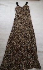ANIMAL PRINT    size  M / L     SILKY JERSEY LONG   DRESS   -  VELVET STRAPS    