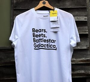 Bears Beets Battlestar Galactica T Shirt Fairtrade 100 Organic Cotton White Ebay