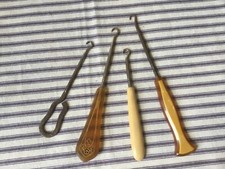 4 Antique vintage SHOE BUTTON HOOKS assorted lot 1900s