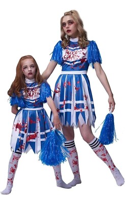 Costume Da Donna Adulta Zombie Cheerleader E Pom Pom Pom Halloween - Foto 9