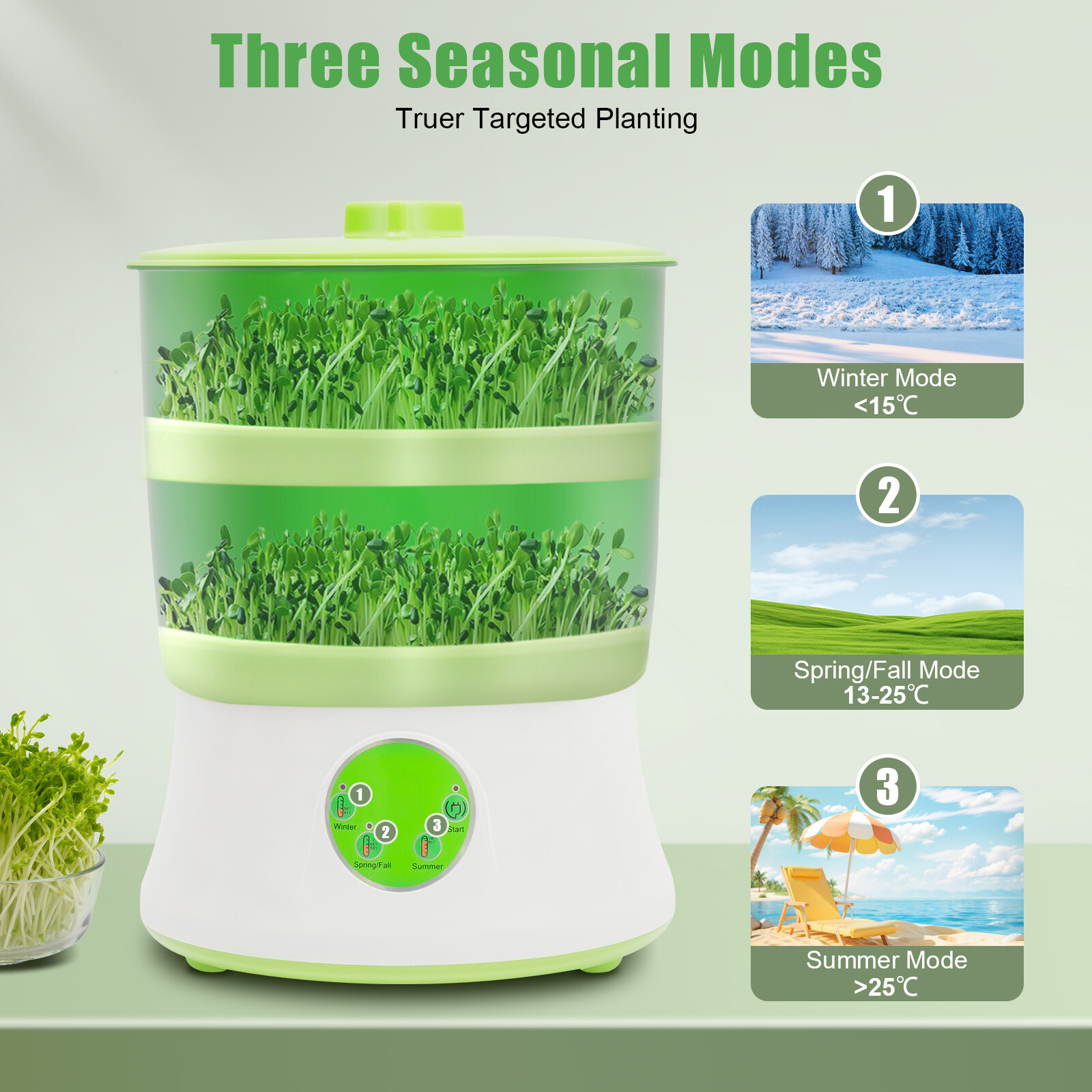 Seed Sprouter Machine Indoor Automatic Bean Sprout Maker Food Grade 110V Home