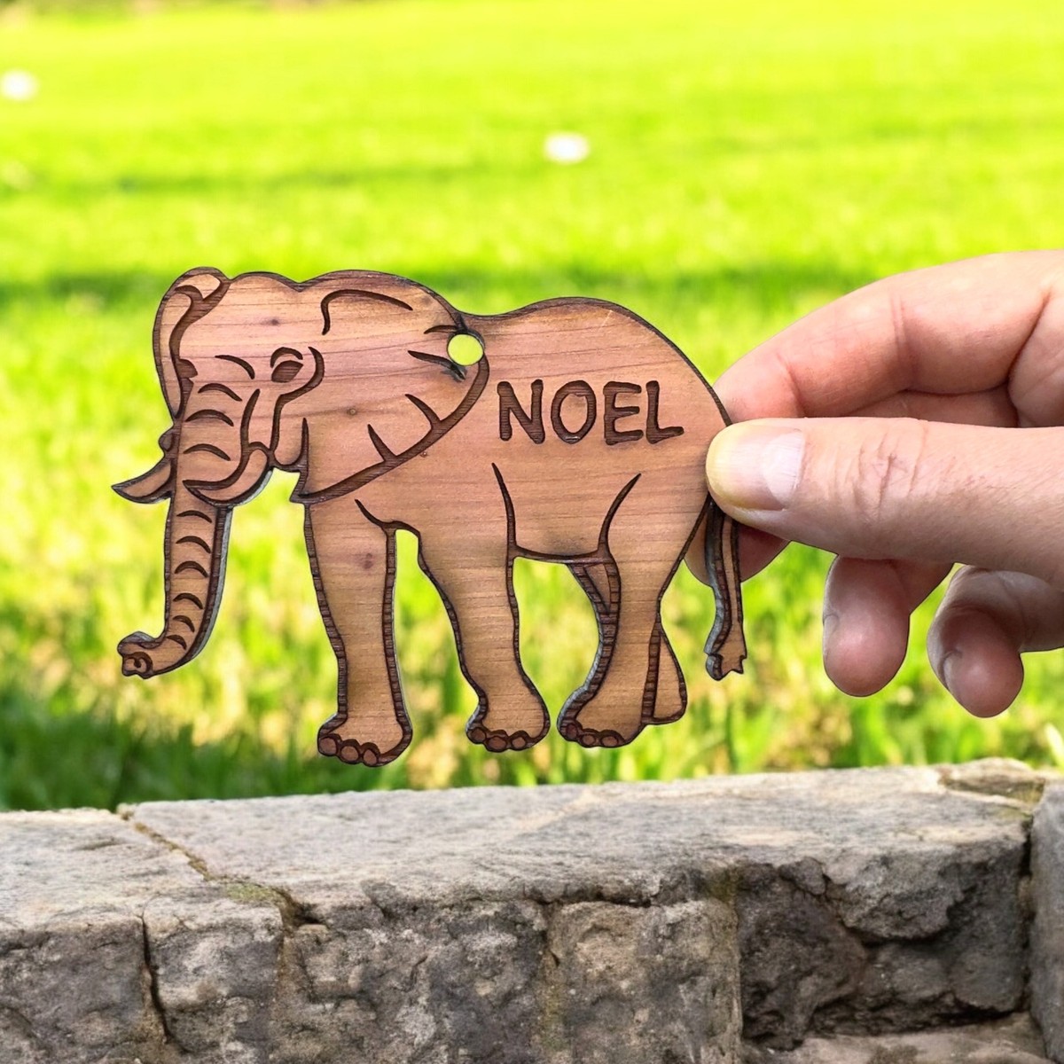 Elephant Noel - Cedar Ornament Elephant Noel - Cedar Ornament