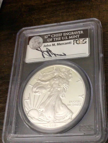 2012-S American Silver Eagle PR69 Deep Cameo First Strike Mercanti Signature