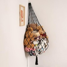 Stuffed Animal Hammock Corner Hanging Net for Stuffy Animal Storage XL Black