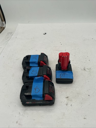 (3)Milwaukee M18 1.5Ah/ (1) M12 4.0Ah Batteries- FOR PARTS