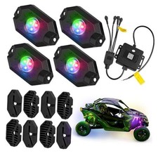 4 Pods RGB LED Rock Lights Kit, Underglow Multicolor Neon Light Pod with