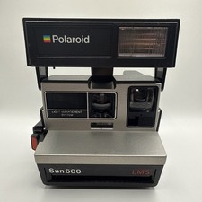 Vintage Polaroid Sun 600 LMS Instant Film Camera UNTESTED Black Silver