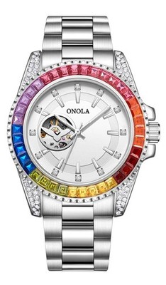 FANMIS Rainbow Diamond Fully Automatic Mechanical Watch Men's Solid Core Stee...