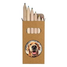 6 x 'Smiling Golden Retriever' Short Colour Pencils PE00073452