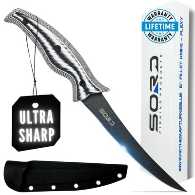 Filet Knife 6 Razor Sharp Full Tang G10 Grip Kydex Sheath SORD Fish Fillet Slip