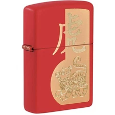 Zippo Pocket Lighter Year of the Tiger Design Red Matte Metal 49701-000001