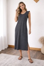 Universal Thread Charcoal Grey Ruffle Sleeve Midi Dress