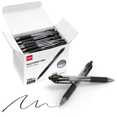 deli Pens Bulk,100 Pack Ballpoint Black Ink 1.0MM Medium 100 PCS,