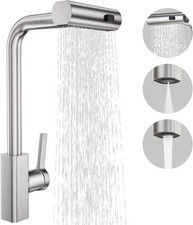 Waterfall Kitchen Tap with Pull Out Spray, 3-Function Waterfall Sink Mixer Tap,