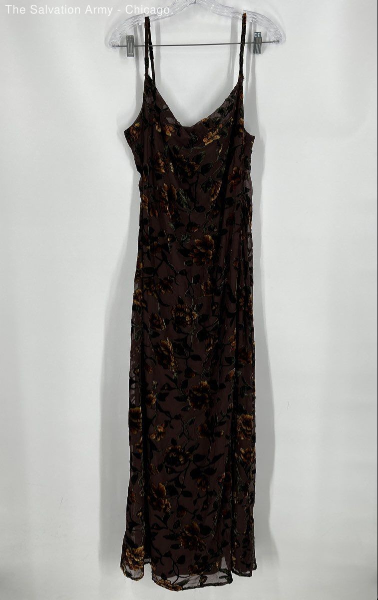 Lulus Womens Plum Floral Cowl Neck Sleeveless Long Maxi Dress Size Medium