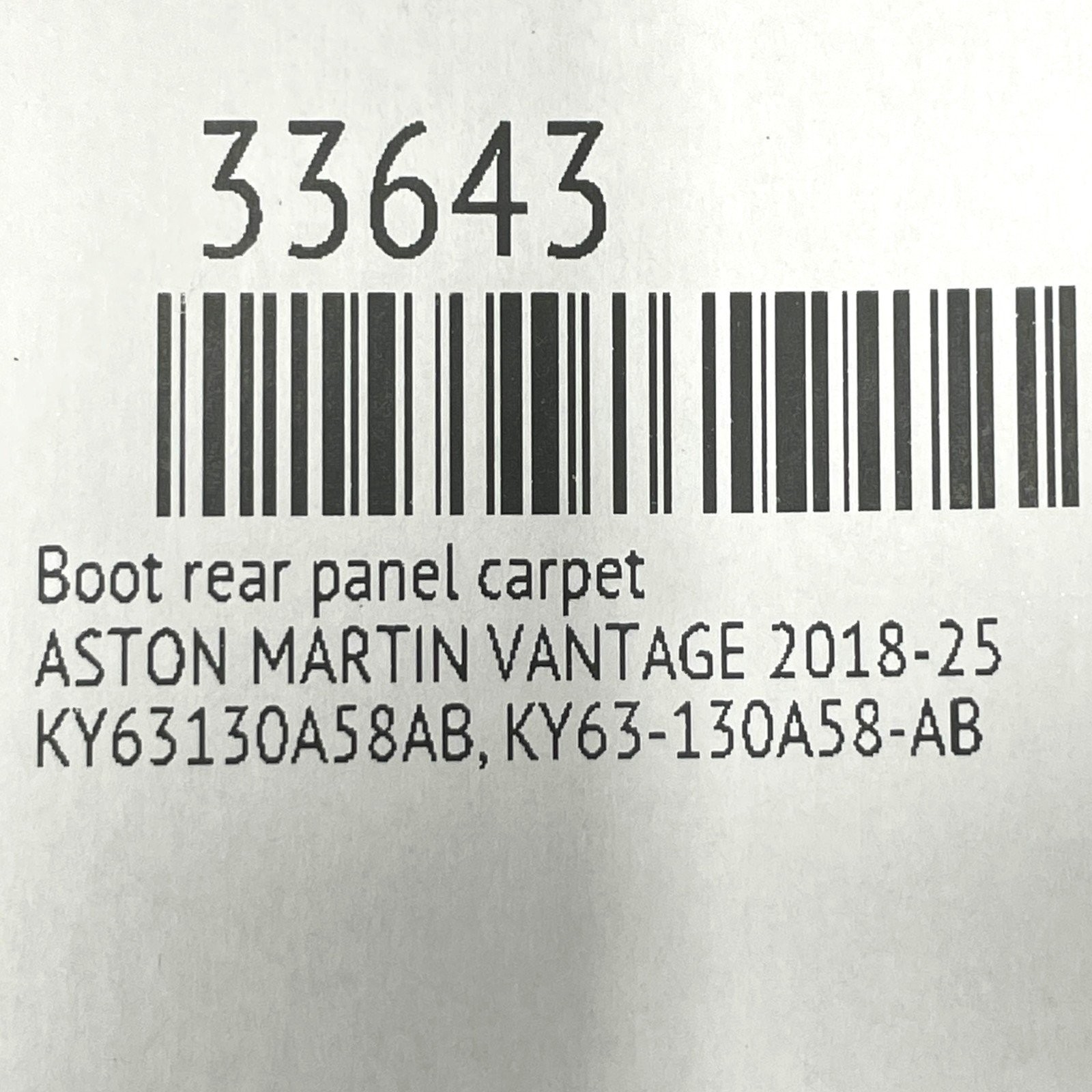 Aston Martin Vantage 2019-2025 Rear Trunk panel carpets Set