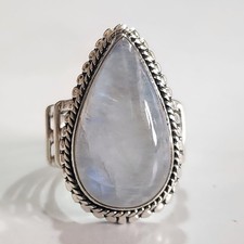 RAINBOW MOONSTONE NATURAL GEMSTONE RING 925 STERLING SILVER JEWELRY RING 3 TO 12