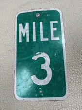 Vintage Retired Mile Marker 3 Route Number Highway Road Sign 18" x 10"