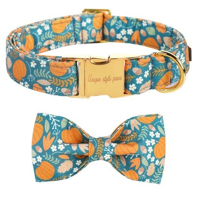 Halloween Dog Collar with Bow Tie Pumpkin Cotton Collar Adjustable Puppy Coll...