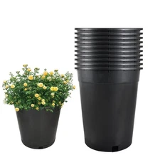 2gal Heavy Duty Premium Plastic Nursery Plant Container Garden Planter Pot Black