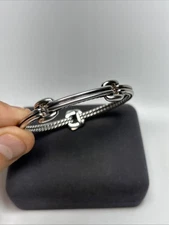 Authentic David Yurman Sterling Silver Thoroughbred Double Link Bangle Bracelet