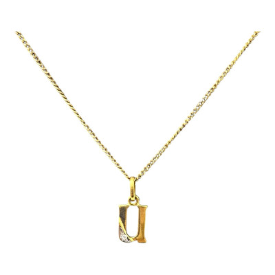 18ct 18K Yellow Gold Initial Letter U Diamond Charm Pendant. Brand New