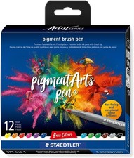 Staedtler Pigment Arts Brush Pen Set 12 Assorted Colours