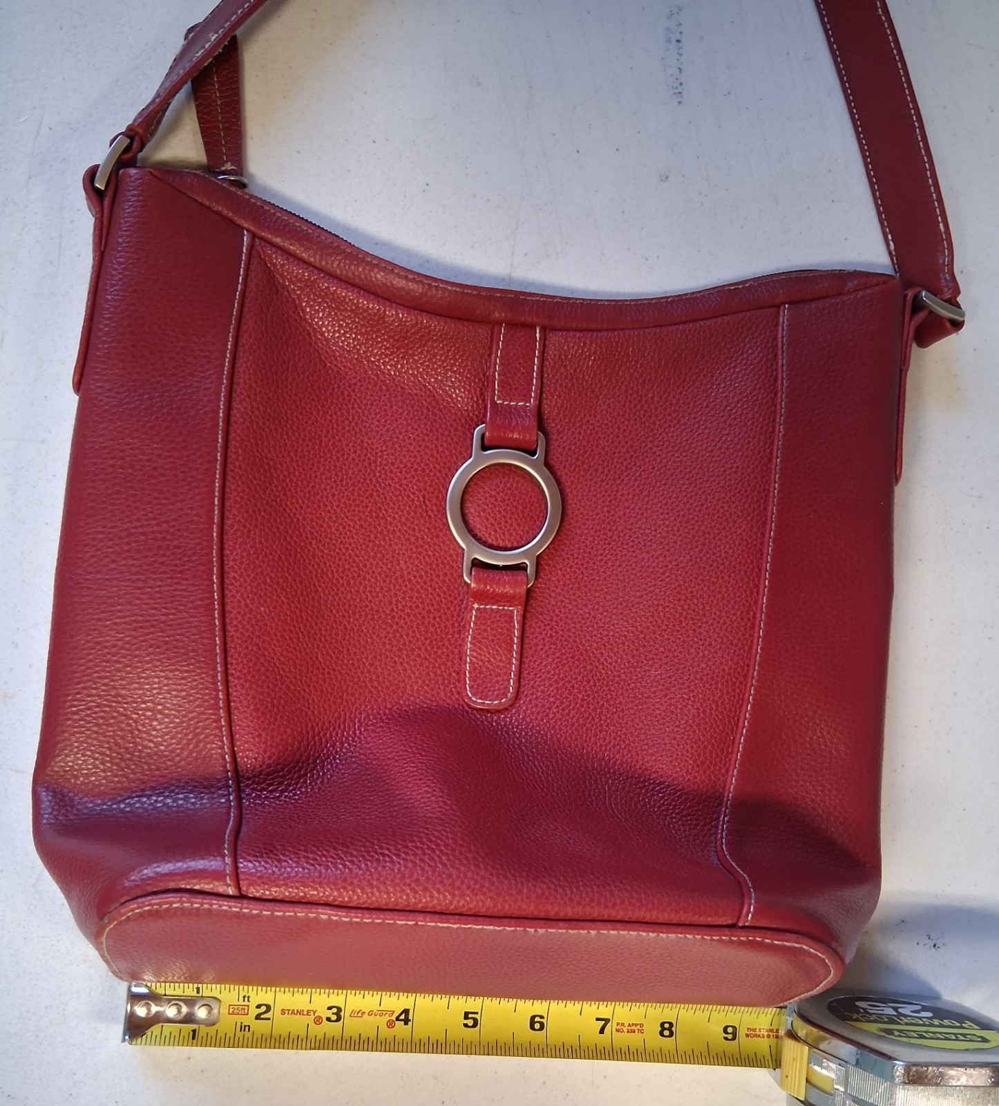 Mossimo Cherry Red Leather Pebblegrain Bucket Sho… - image 9