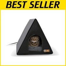 Cozy Heated Outdoor Cat House - Gray/Black 18x14x14in