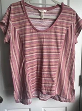Matilda Jane Multi-Colored Striped Short Sleeve On The Horizon Tee Shirt sz S