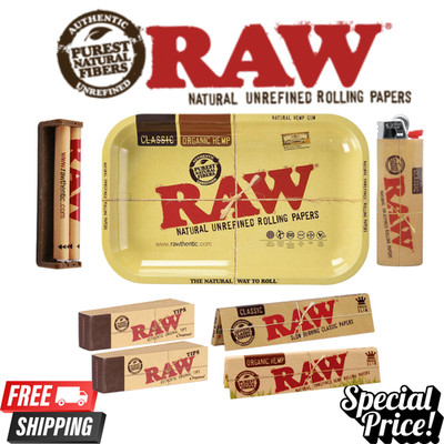 RAW Rolling Bundle Kit | Tray, King Size Papers, Tips, Roller & BIC Lighter