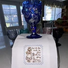 . Vintage Madonna Inn Wild Rose Goblet — Cobalt Blue