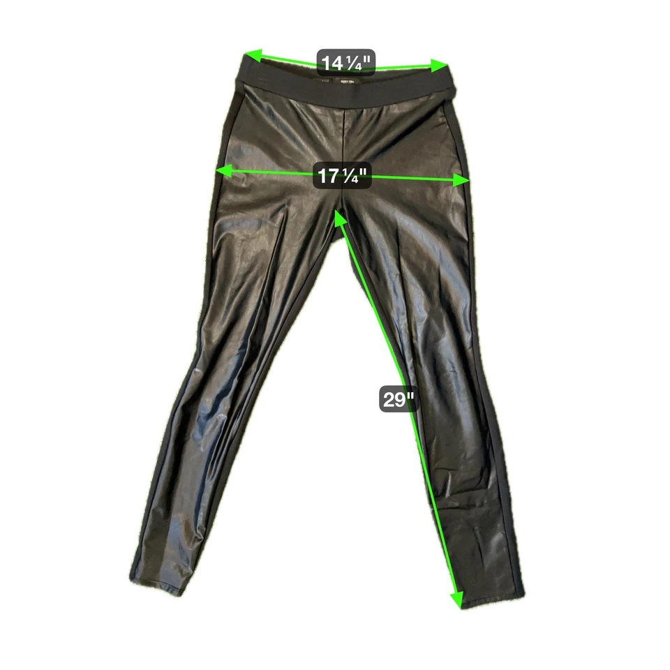 Simply Vera Wang Negro Imitación Cuero Bootcut Leggings Pantalones Mujer Talla XS Foto 2 de 4